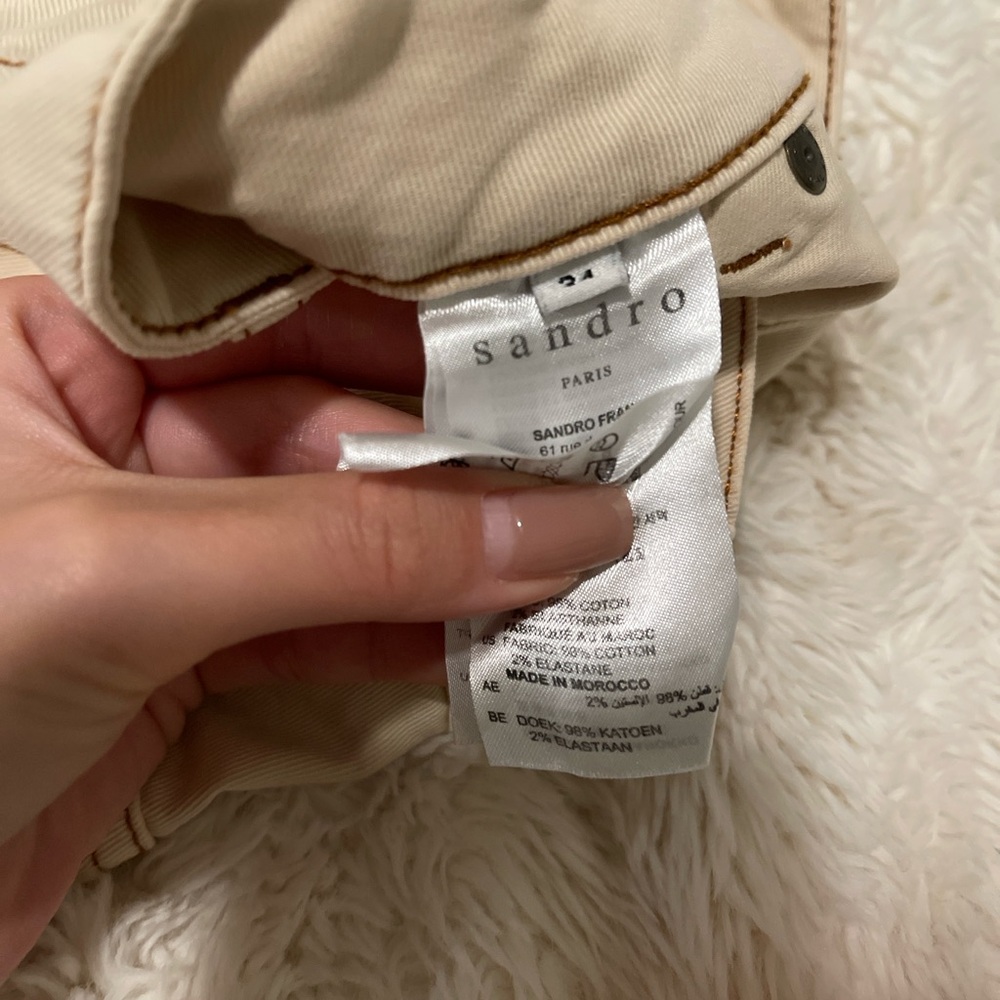 Sandro Paris Beige High-Rise Pocket Shorts – Size 34 (US 2) - Picture 5 of 5